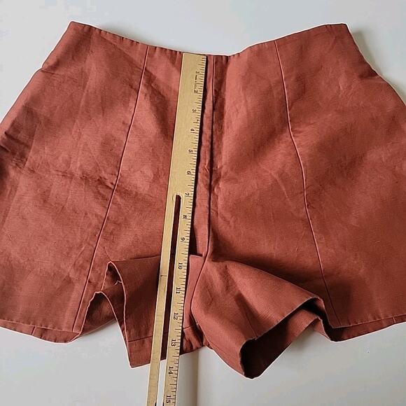 Kate Spade Saturday Lined Shorts Rust Cotton Linen High Rise Designer Preppy - Picture 7 of 12